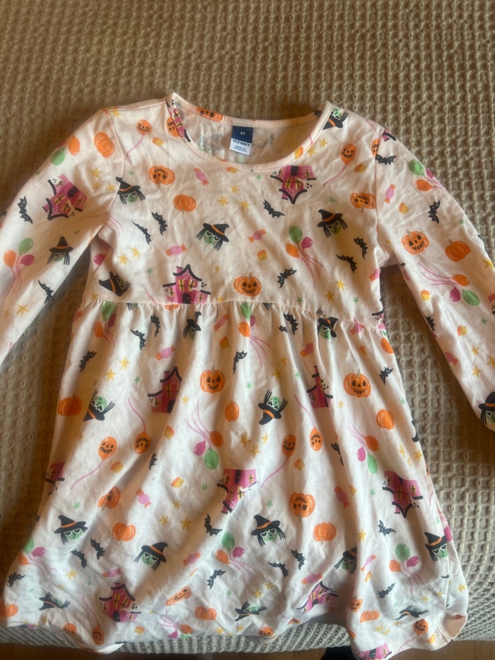 Old Navy Halloween Print White Long-Sleeve Kids Dress